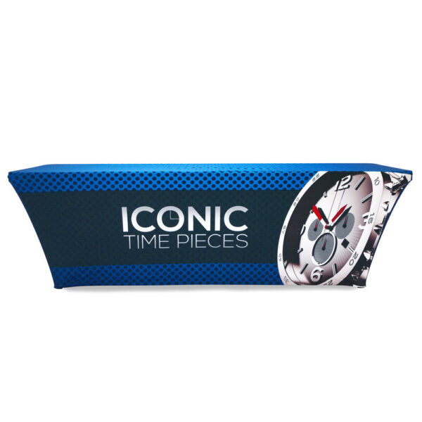 8′ Stretch Table Throw Full Color 4-sided with Custom Dye-Sub Print
